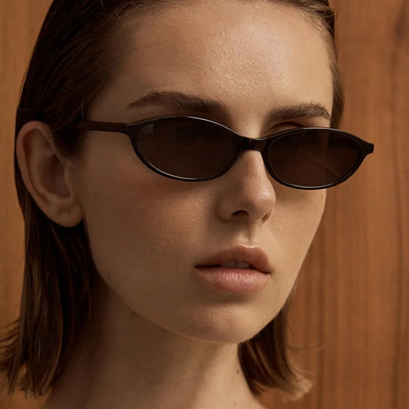 Superhot Eyewear 13409 Fashion 2024 Women Vintage Oval Cat Eye Narrow Travel Shades Sunglasses