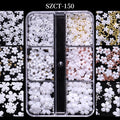Nail Jewelry Wholesale Cute Three-dimensional Small Flowers 6-grid Plastic Box Mixed Resin Five-petal Flower Nail Accessories