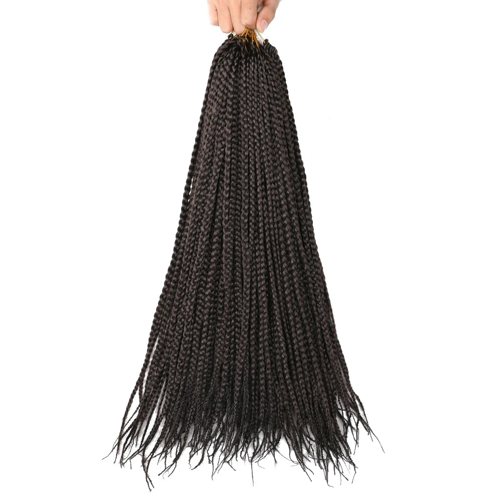 Full Star 3X Small Box Braids 14” 18” Synthetic Hair 80 g Crochet Braids 22 Strands/Pack for Women Ombre Brown Black Color