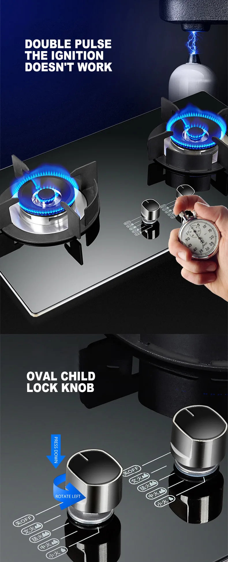 Tming Double Stove Cooktop Household Embedded Gas stove Built-in Liquefied Gas Stove Kitchen Cooking Machine