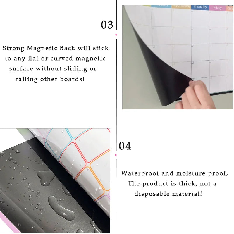 A3 Size Magnetic Monthly Weekly Planner Dry Erase Whiteboard Calendar Table Blackboard Fridge Sticker Message Board Menu