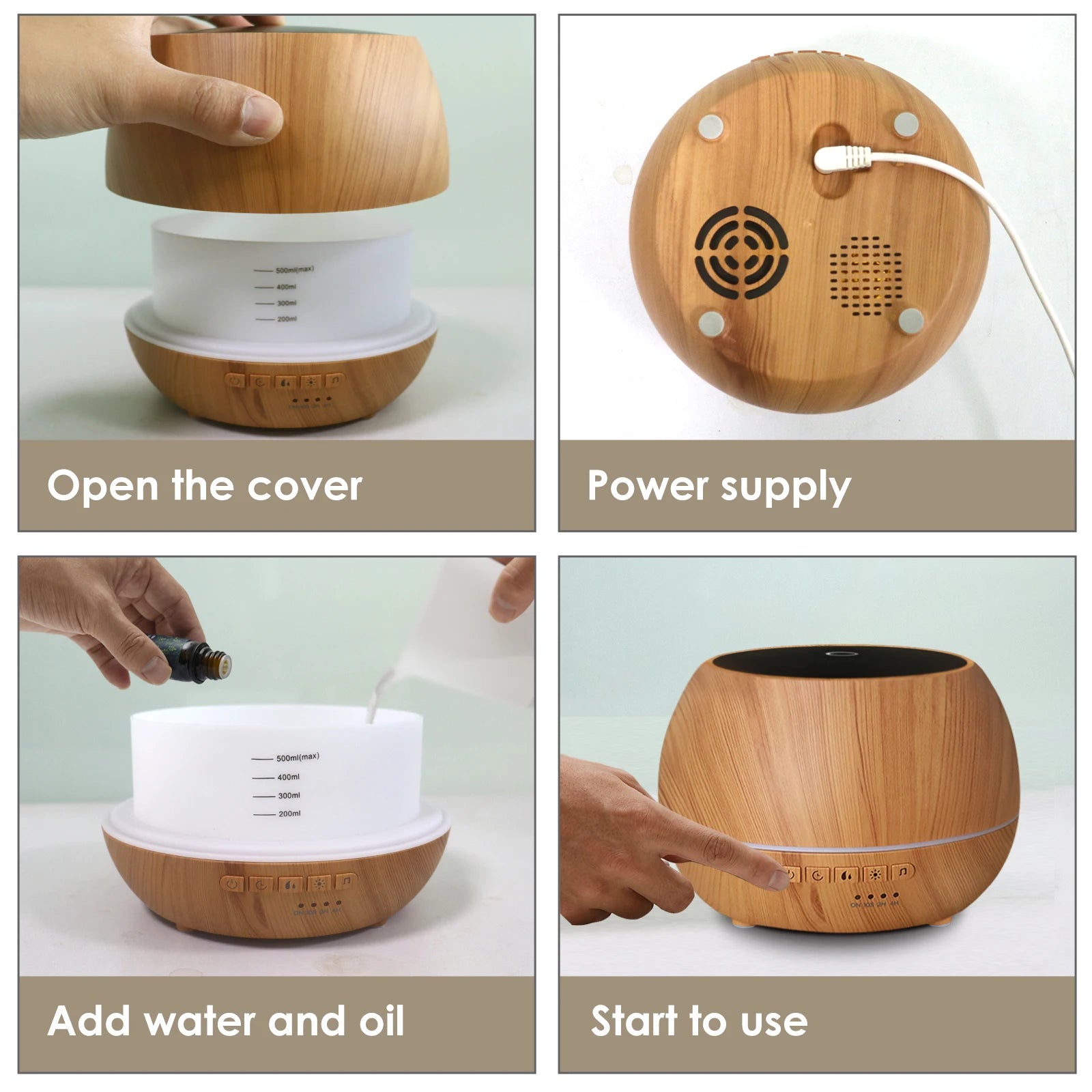 Smart Alexa 500ML Electric Essential Oil Aromatherapy Ultrasonic 36dB Low Noise App-Controlled Wifi Aroma Diffuser Home Office