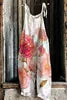 S-3XL Summer Women's New Sweet Small Fresh Print Retro Wide Leg Jumpsuit Printed Floral Cami Jumpsuit