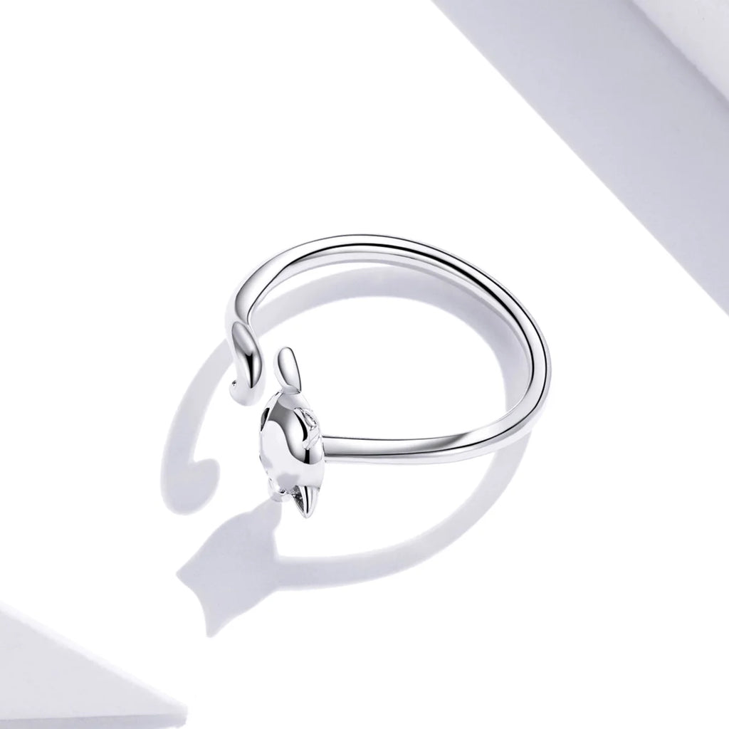 Hot Sale 925 Sterling Silver Original Cute Cat Ring Adjustable Size Rings Finger for Women Elegant Silver Jewelry SCR707