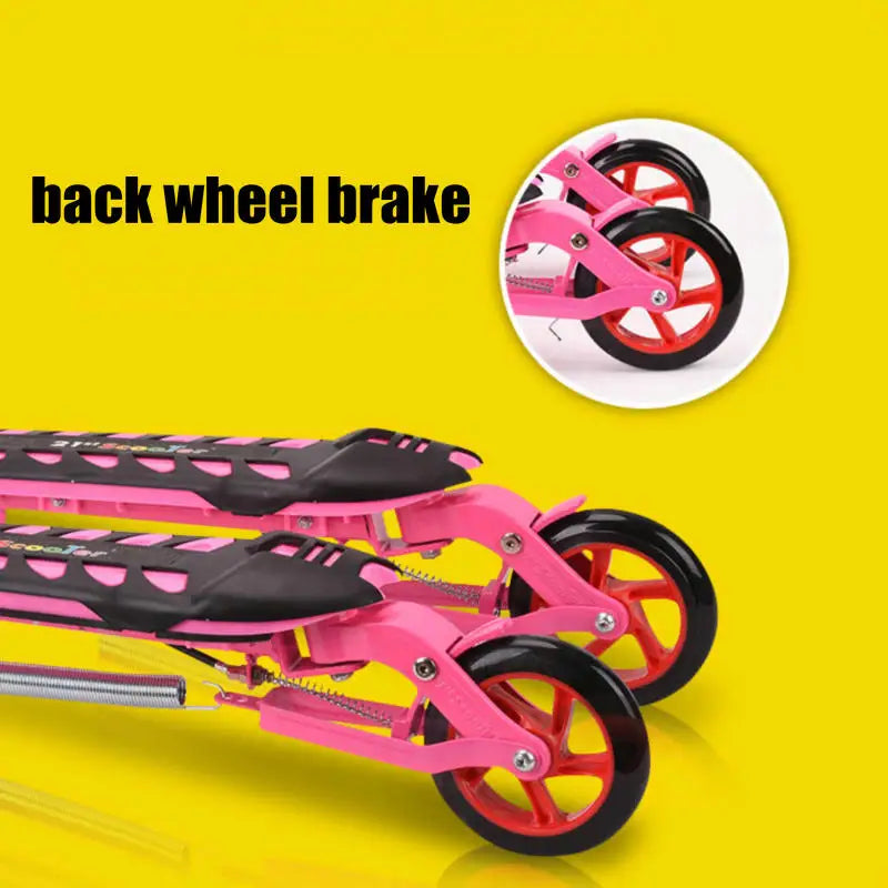 Folding Kids Scooter with 3 Wheels, Portable 2 Pedal Scooter Tricycle, Scissors Scooter with Adjust Height, PU Wheel Kid Scooter