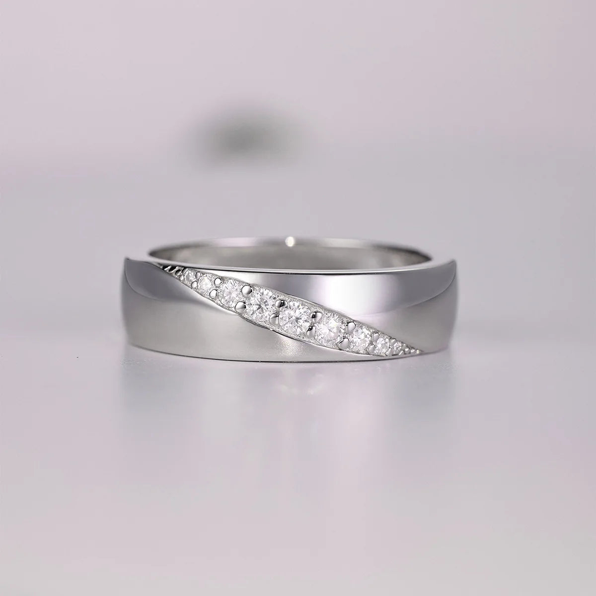 9 Minimalist 925 Silver Non Tarnish Waterproof Jewelry Fine Micro Insert Moissanite Men's Rings with GRA Certification