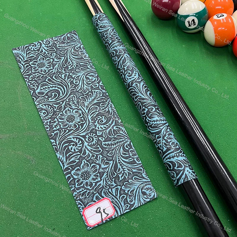 Genuine Cow Skin Pool Billiards Cue Grips Non-Slip Protective Sleeve Wrap with Different Print Pattern Genuine Leather Club Wrap