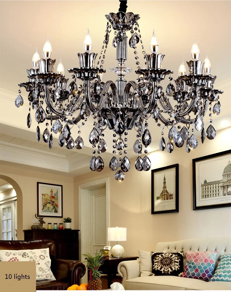 Modern Candle Crystal Lamp Living Room Large Crystal Chandelier Lighting Modern Atmosphere Restaurant Bedroom Hanging Lamps