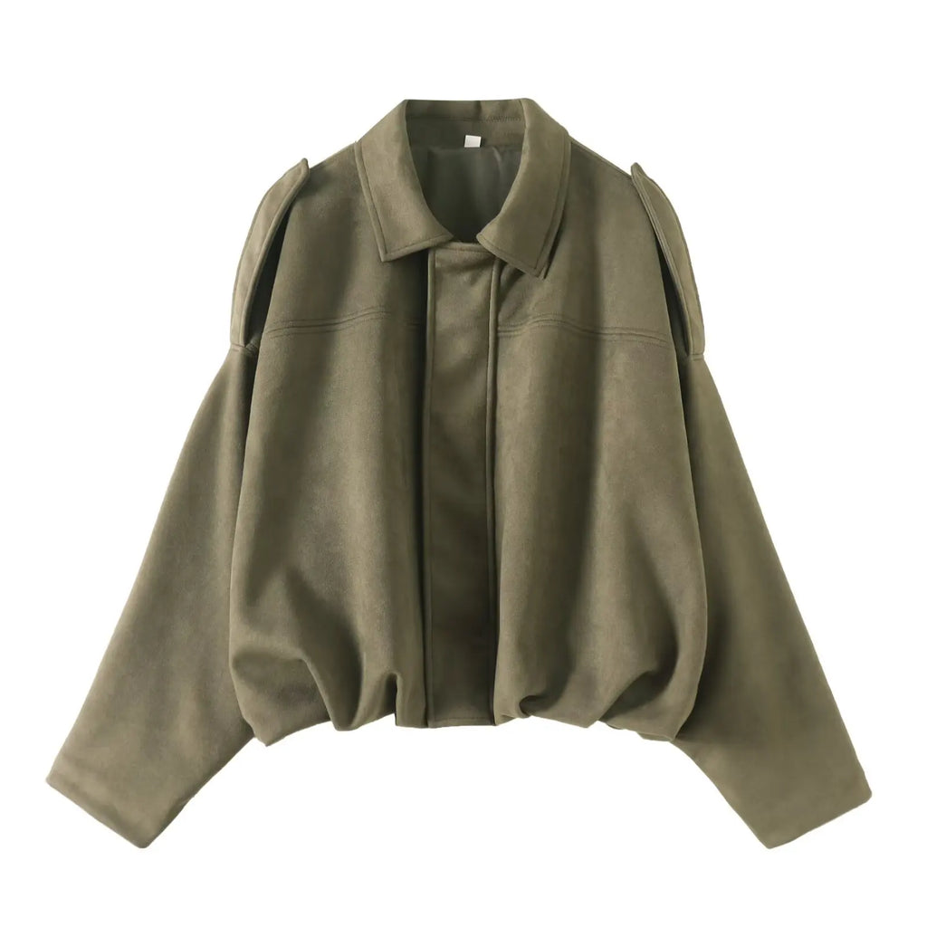 KAR&OT ZA 2025 Spring New Women's Retro Loose Fashion Casual Lapel Long Sleeve Jacket 4344155