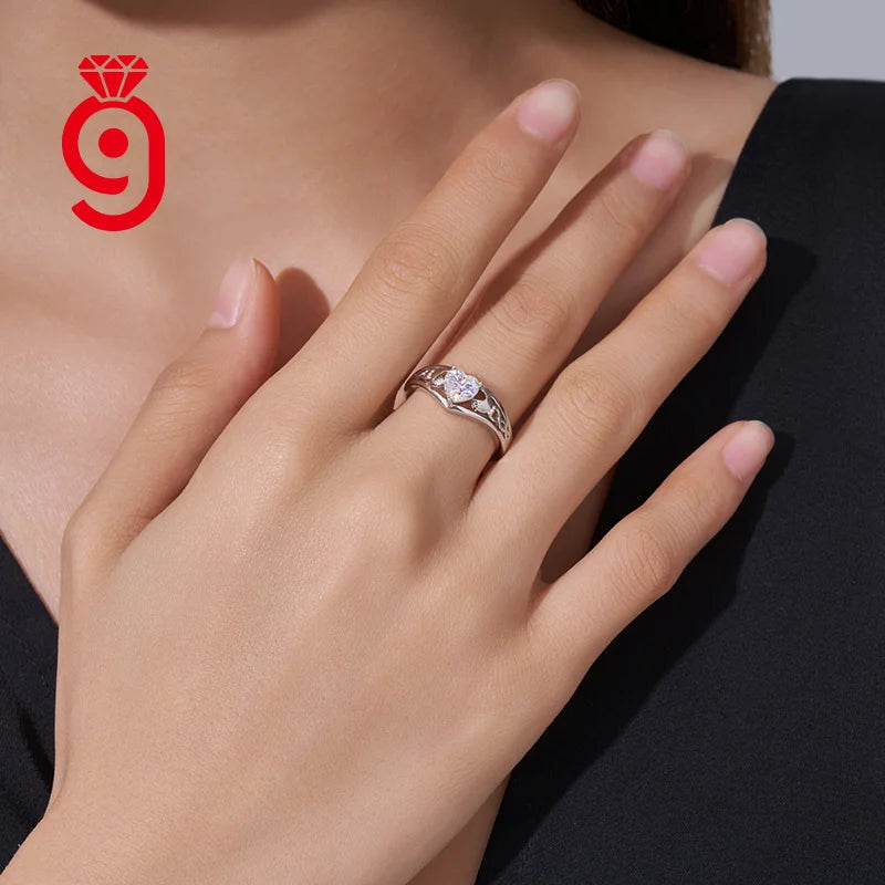 Heart Moissanite Promise RingS925 Sterling Silver 0.8ct Heart-Cut Moissanite Elegant Irish Love Symbol Engagement Jewelry Rings