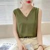Milan New Style Hot Selling Ladies Spring Summer Autumn Luxury V-neck Real Silk Halter tank Top Women