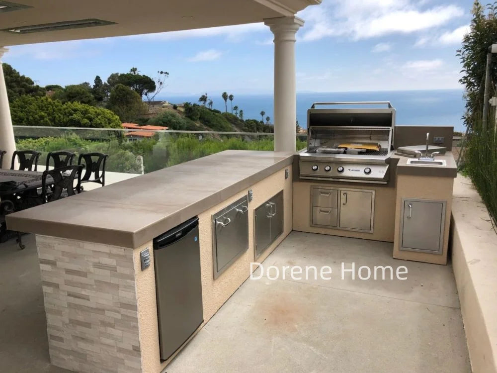 Outdoor BBQ Kitchen Cabinets Island Luxury Modular Stainless Steel Outdoor Kitchens Furniture Garden BBQ Customized