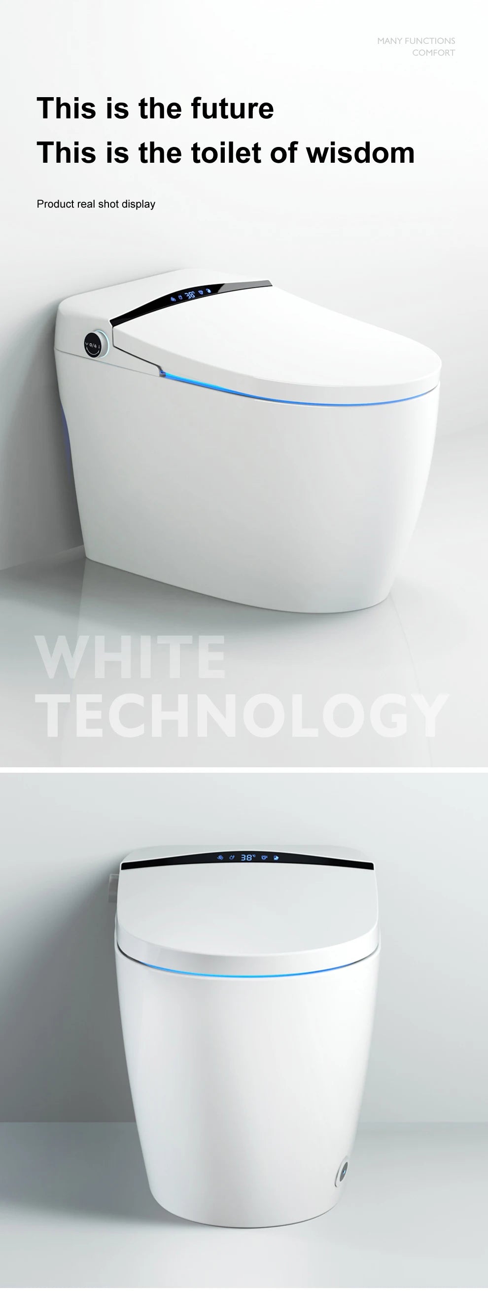 Automatic flushing without water tank integrated black electronic intelligence