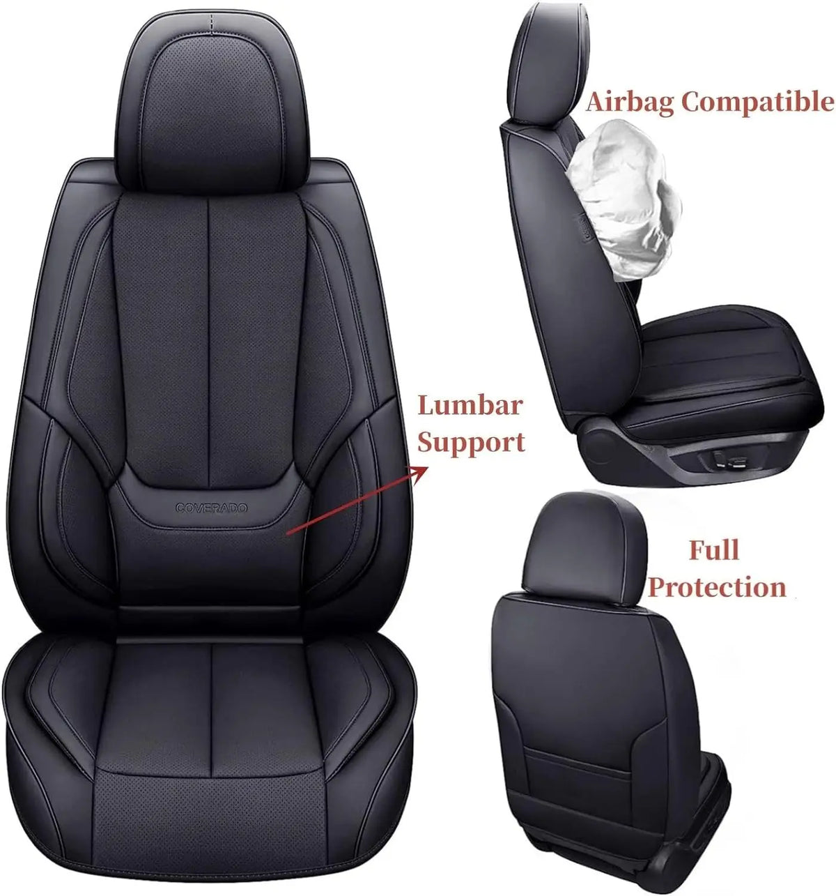 Nappa Leather Cover Breathable Four Season Universal Waterproof Durable Coffee Universal Car Seat Cover Full Set