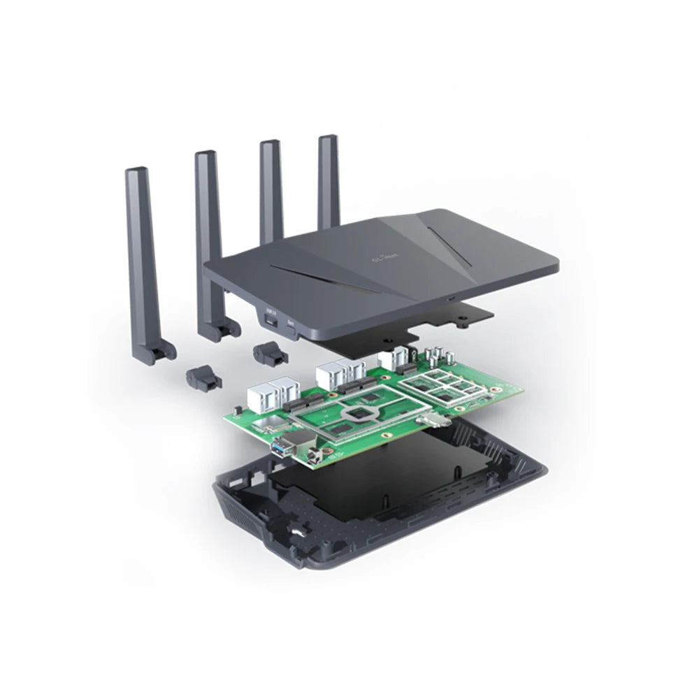 GL.iNet GL-AX1800 (Flint)  WiFi 6 Router Home Secure Router -Dual Band Gigabit Wireless Internet Router, 5 x 1G Ethernet Ports, Up to 120 Devices, OpenVpn&WireGuard