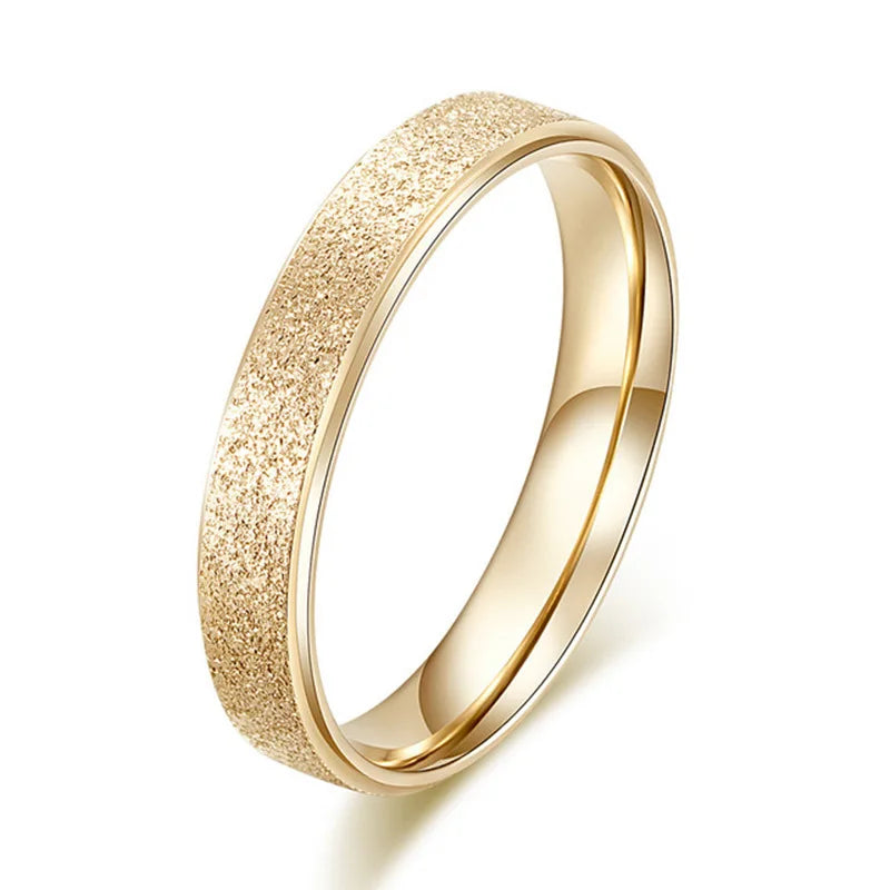 Scrub Glitter Rings Stainless Steel Fashion for Women Simple 2MM/3MM/5MM Width 14K Gold Color Engagement Eternity Band Rings