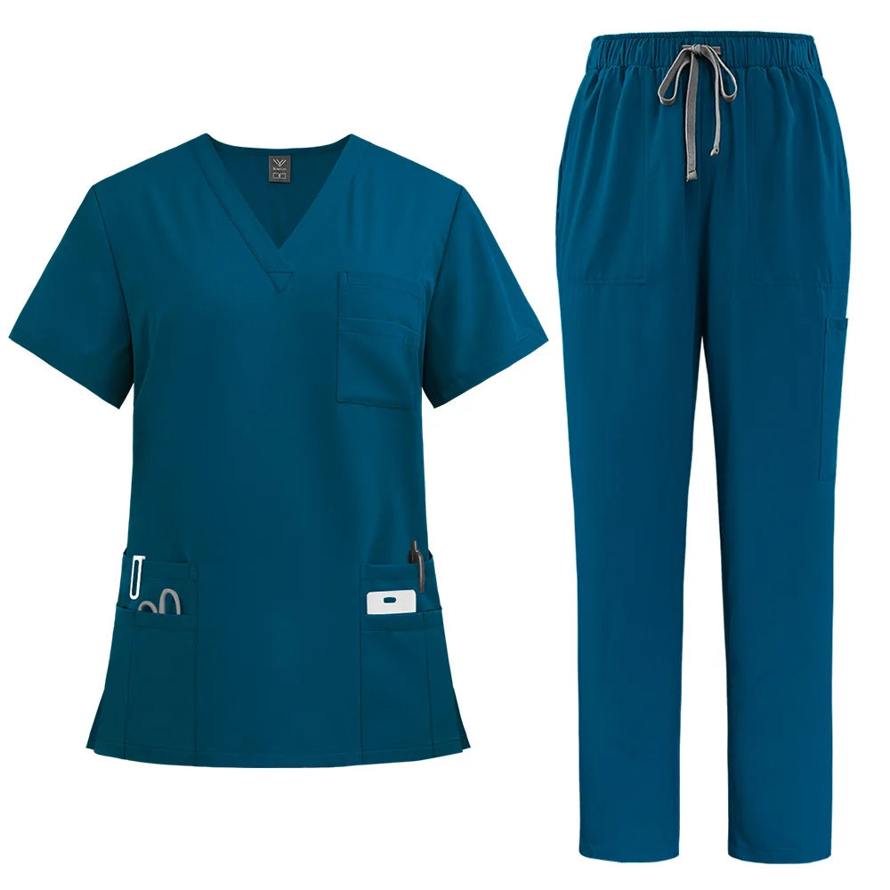 Salon Work Clothes Jersey Breathable Hospital Uniforms Nurse Beauty Dental Custom LOGO Uniform Medical Scrubs Sets for Men Women