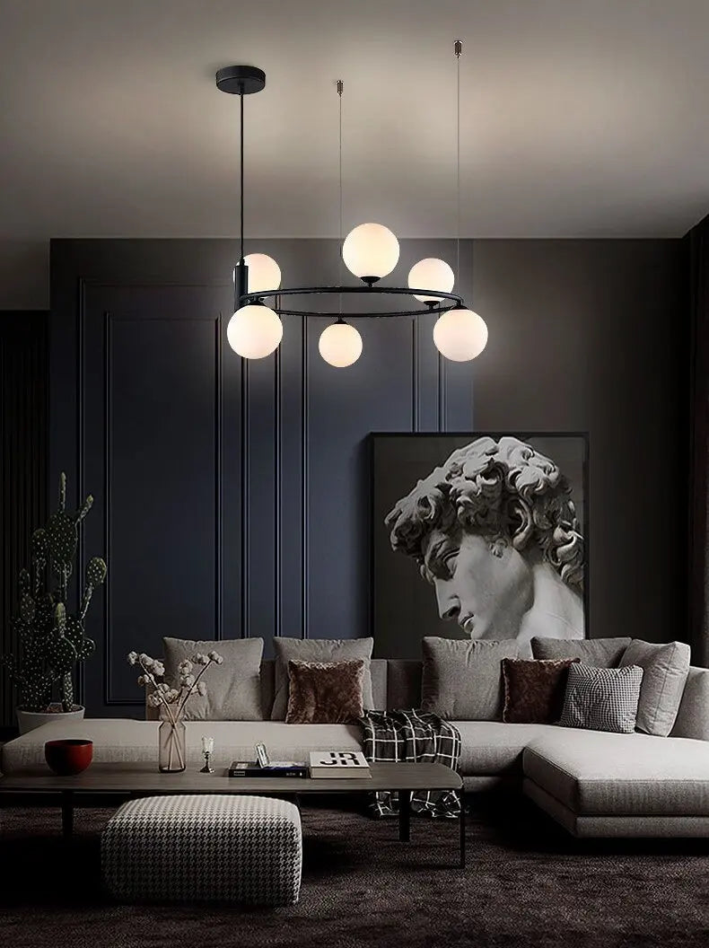 Nordic Creative Magic Bean Living Room Lamp Ring Molecular Lamp Restaurant Lamp Postmodern Simple Study Bedroom Chandelier
