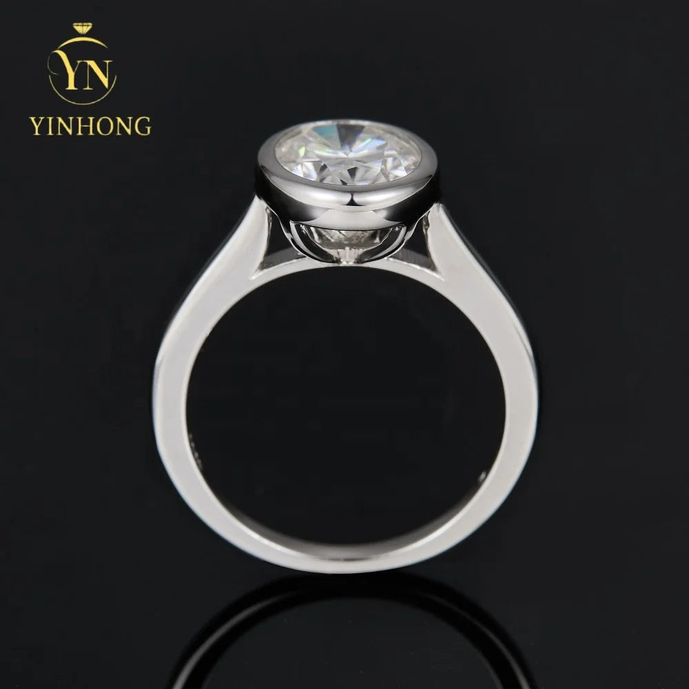 Silver 925 18k Gold Plated Jewelry Full Moissanite Women Rings 925 Silver Women Oval Moissanite Rings