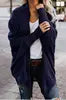 Bat Sleeve Large Knitted Cardigan Sweater Women's Outer Coat Solid Color Knit