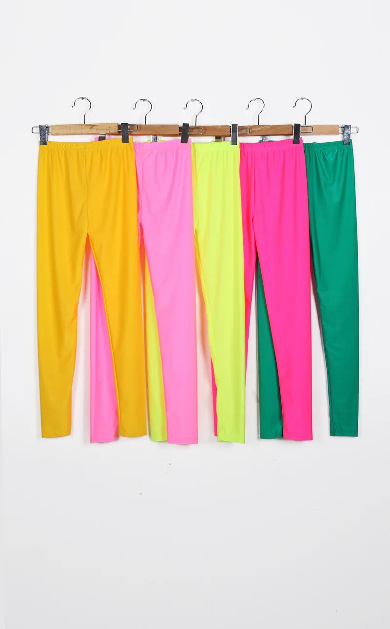 Women Shiny Pant Leggings Hot Selling Leggings Solid Color Fluorescent Spandex Elasticity Casual Trousers Shinny Legging