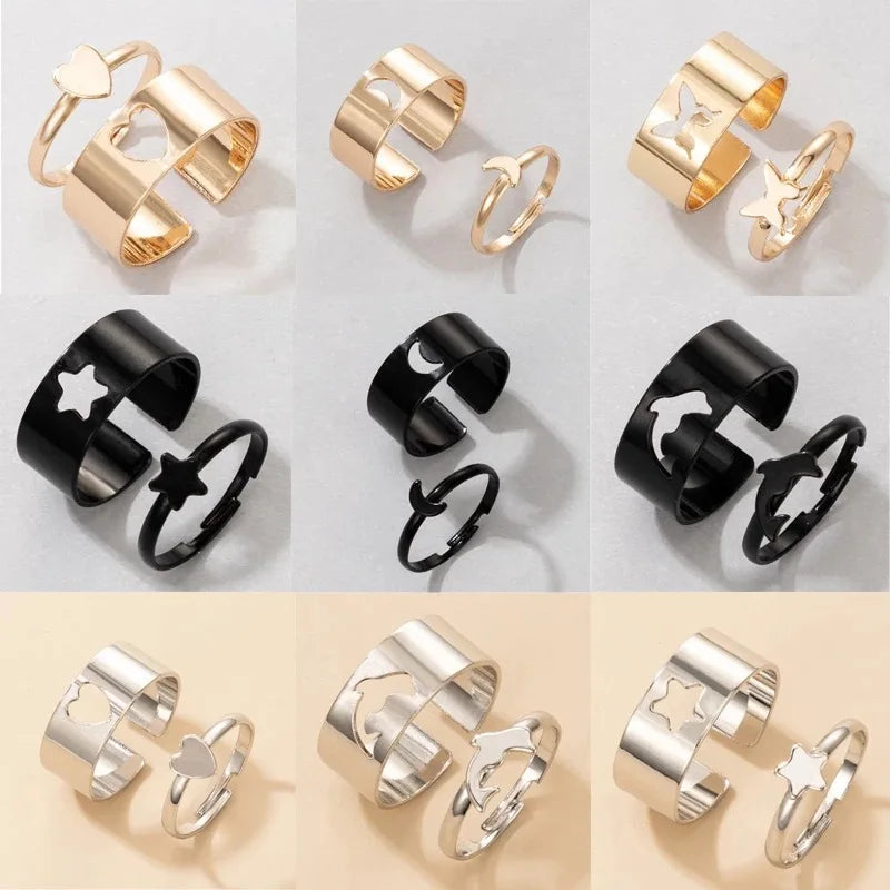 Trendy Gold Butterfly Rings for Women Men Lover Couple Rings Set Friendship Engagement Wedding Open Rings N2203181