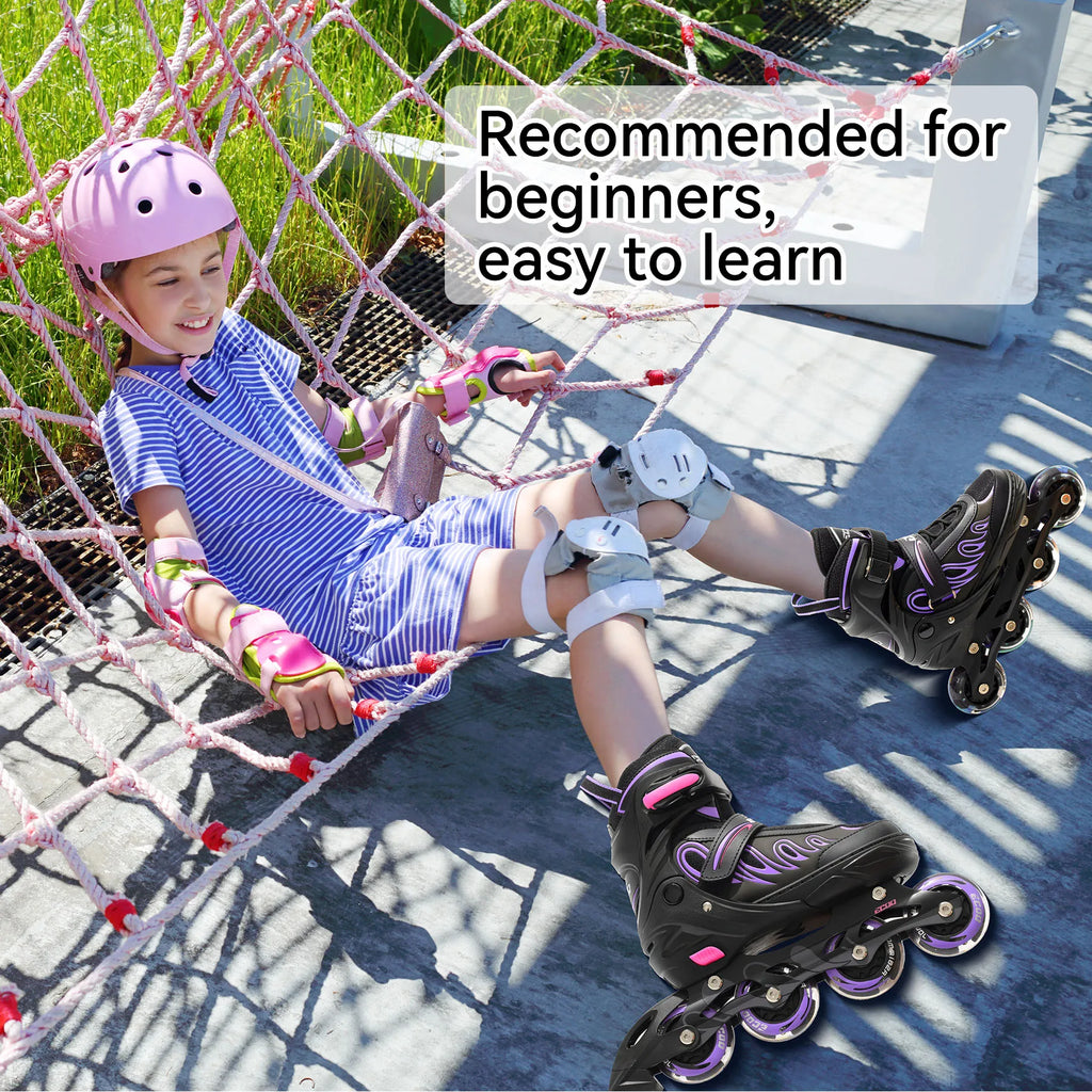 New Arrival Size Adjustable 4 Flashing PU Wheels Roller Inline Skates Shoes for Kids Adults