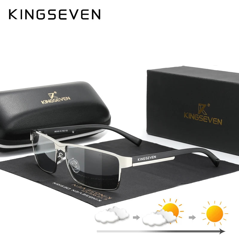 KINGSEVEN New Photochromic Sunglasses Men Chameleon Polarized Pilot Sun Glasses Driving Square Eyewear Men's Sun Glasses Male