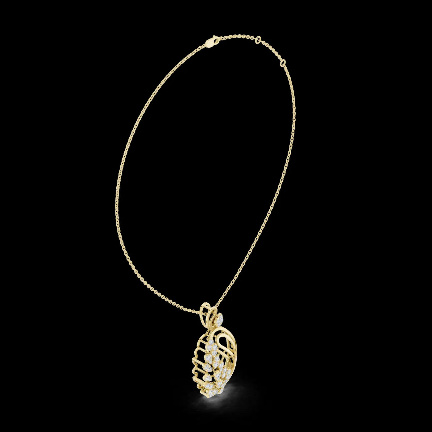 ZYORIO Women's 18K Gold Plated Diamond Pendant Necklace With Round Brilliant Cut Stones Flower Design Luxury Everyday Wear
