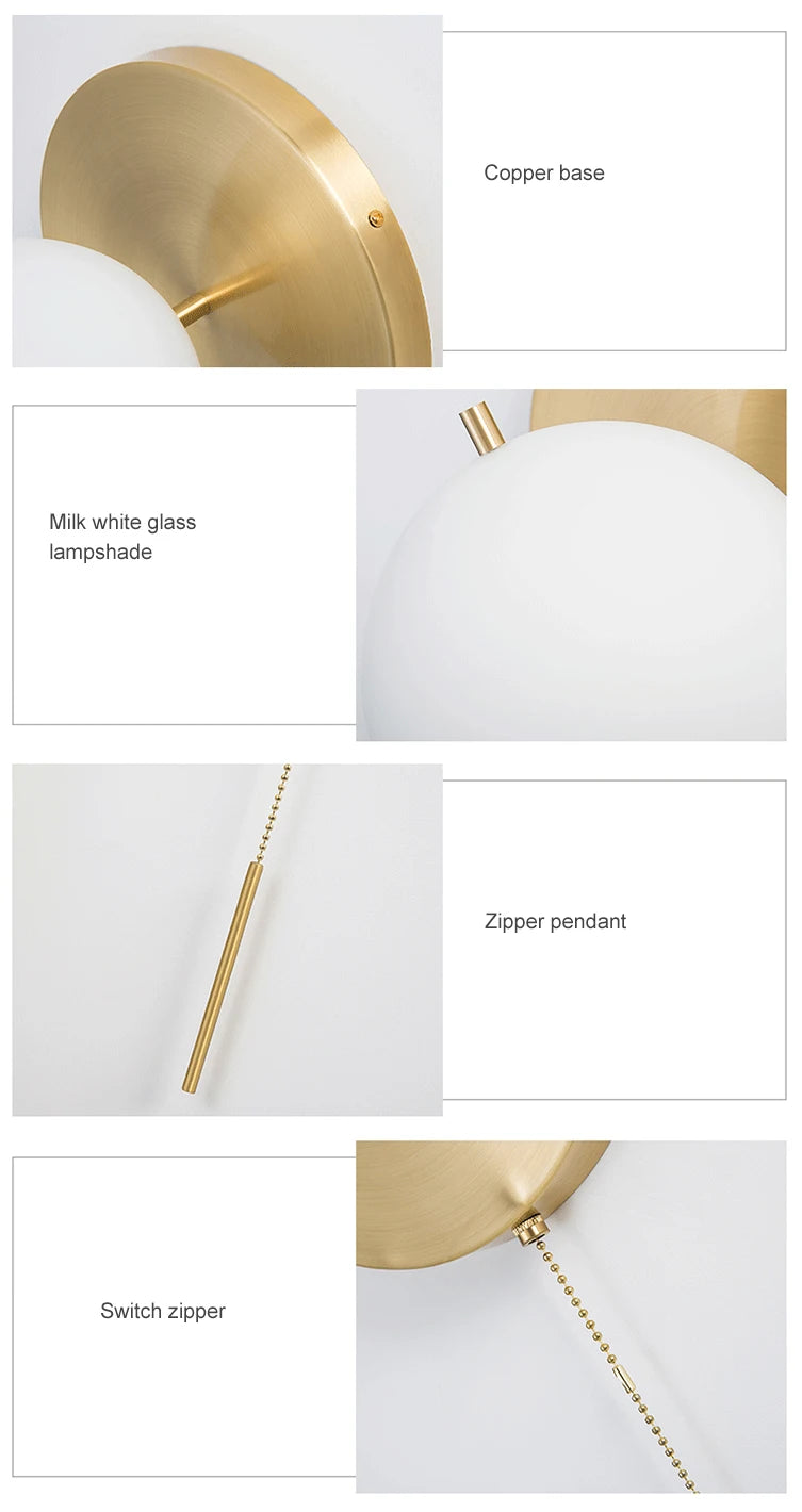 Wall Lamp With Switch Nordic ball wall lamp luxury TV postmodern minimalist glass creative hotel aisle corridor gold wall lamp