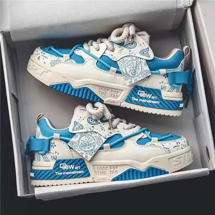 2025 Men's Casual Lace-up Closure Walking Style Shoes Niche Original Flat Sport Design Thick Sole Height Increasing Bread Trend