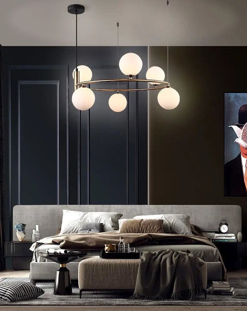 Nordic Creative Magic Bean Living Room Lamp Ring Molecular Lamp Restaurant Lamp Postmodern Simple Study Bedroom Chandelier