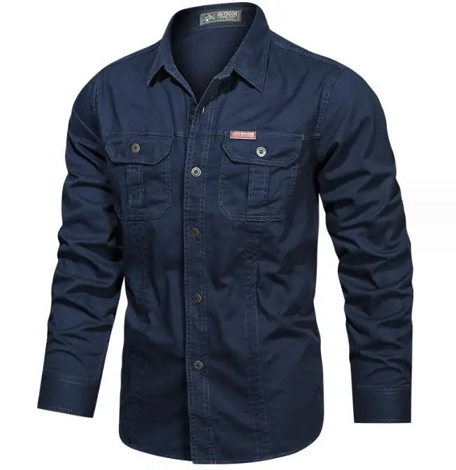 Multi-pocket Long Sleeve Outdoor Shirt Hiking Shirts Regular Fit Jacket Mens Casual Big Size Cargo Shirt