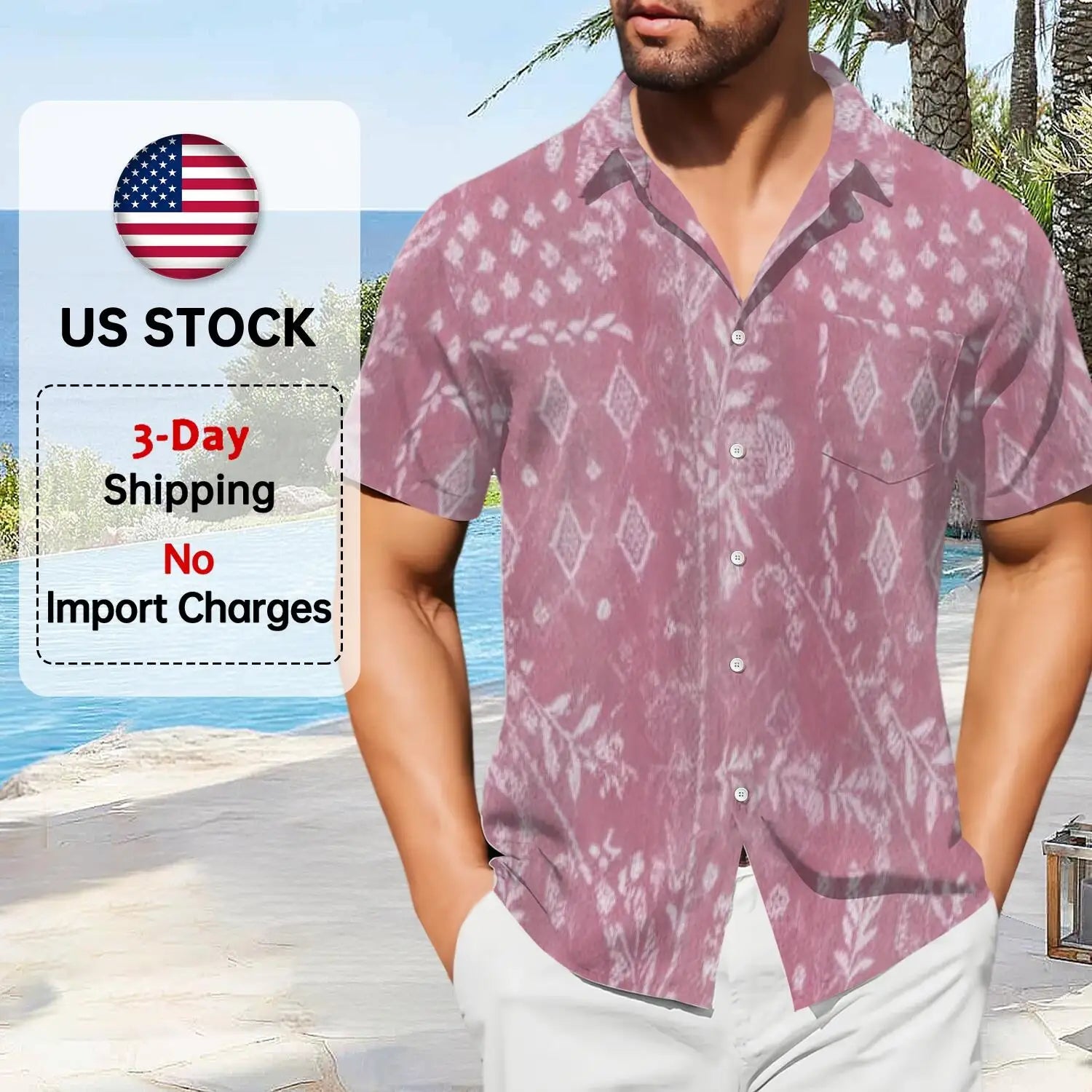 Personalized logo Soft and Comfortable Summer Custom-made Shirt with Heat Transfer pink Floral Pattern