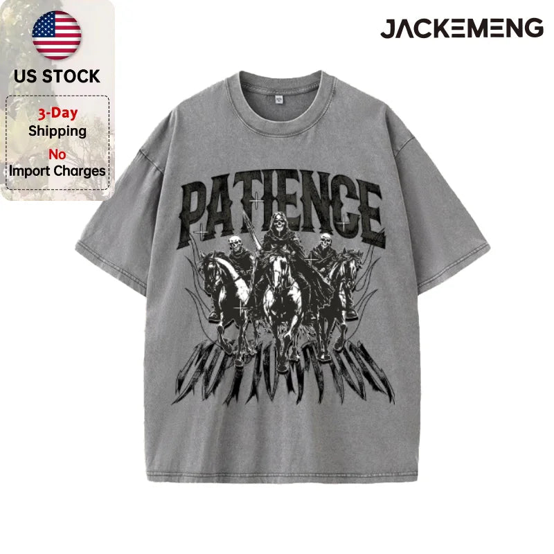 Oversized Washed Retro Gothic Skull Streetwear Print Tshirt USA Stock Wholesale Y2K Casual Tee