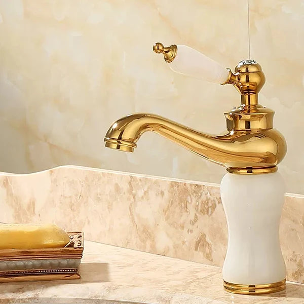 Bathroom Faucet Brass and Jade faucet Bathroom Basin faucet Sink Mixer Tap Gold Sink Faucet Bath Basin Sink Faucet