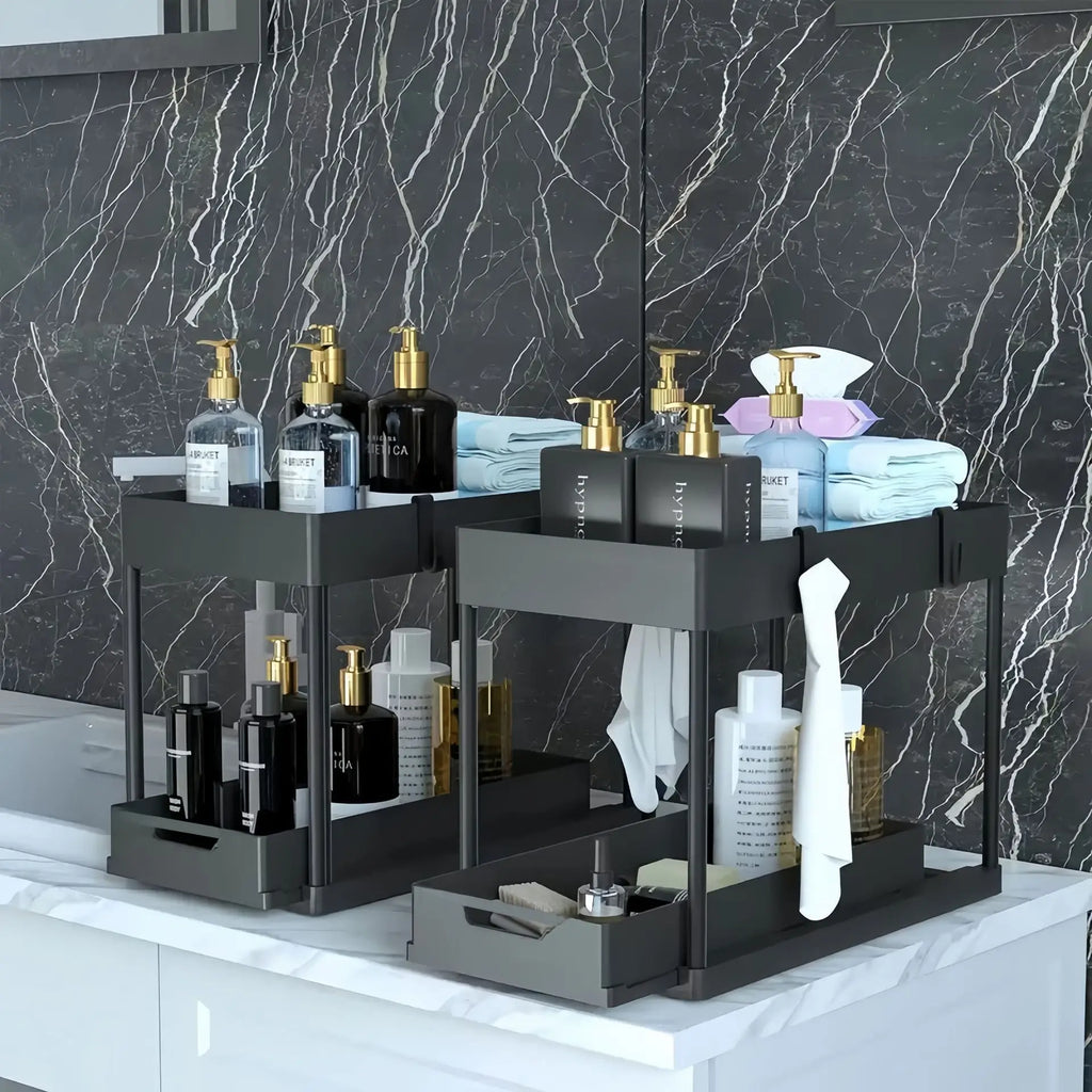 Kitchen Racks Pull Out Storage Rack Under Sink Multi Functional Double Layer Storage Rack