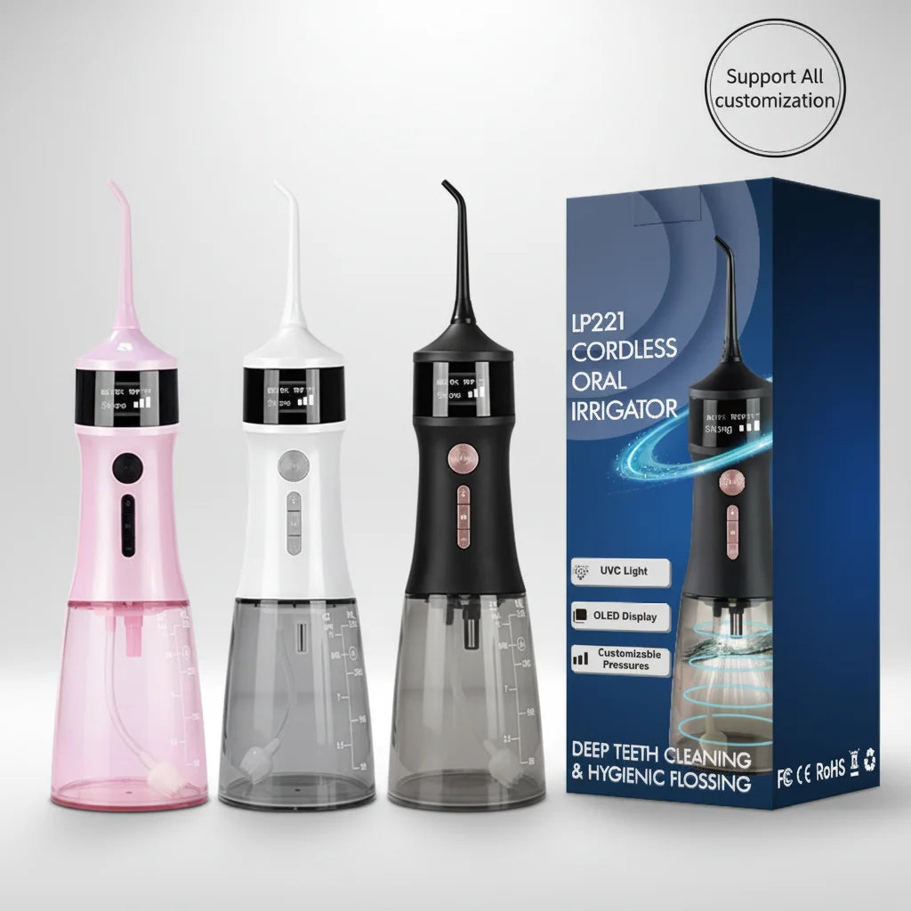 New Design Electric Cordless 4 Modes Portable Dental Water Flosser IPX7 Waterproof Rechargeable Luxury for 6 Nozzles Household