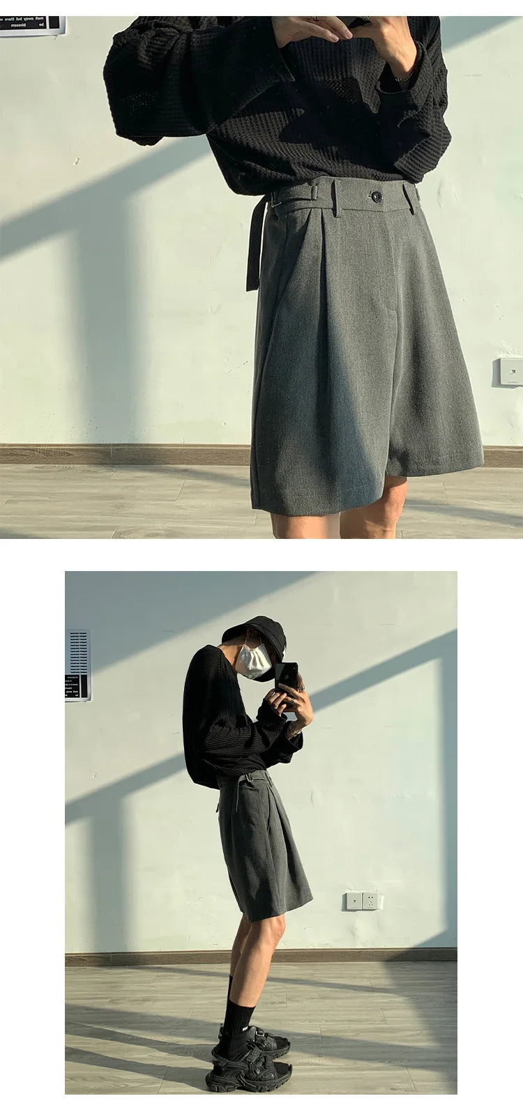 Fashion Casual Shorts Men Summer Korean Chic Wide Leg Trousers Male Knee-length Sashes Draped Loose Retro Popular High Street