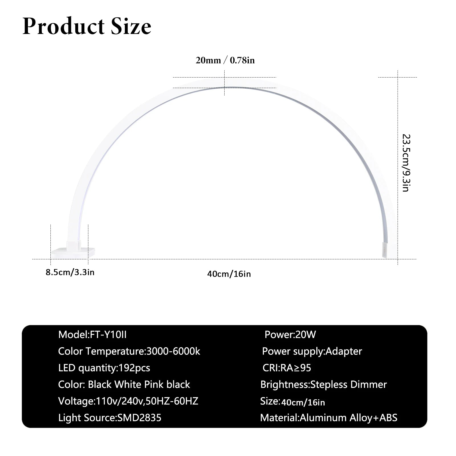 FOSOTO Arches Led Half Moon Lamp Light Desktops UV Nail Lamp for Nails Table Lamp with Phone Holder for Nail Tables