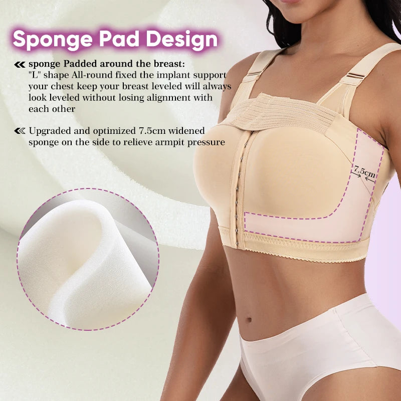 Professional Medical Breast Augmentation Post-op Shapewear Push up Faja Bra Tops with Breast Implant Stabilizer Band Design