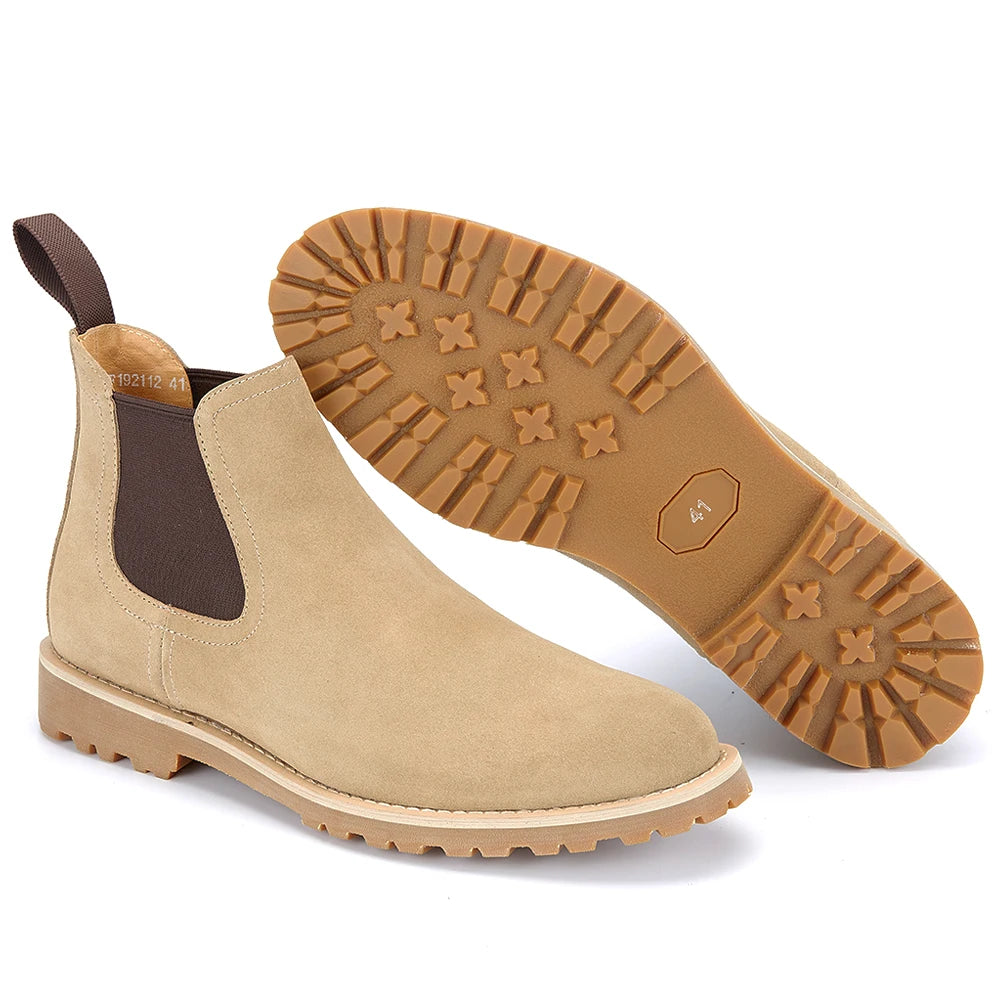 High Quality Classic British Chelsea Boots Cow Suede Chelsea Shoes Men's New Boots Leather High Top Short Boots for Men