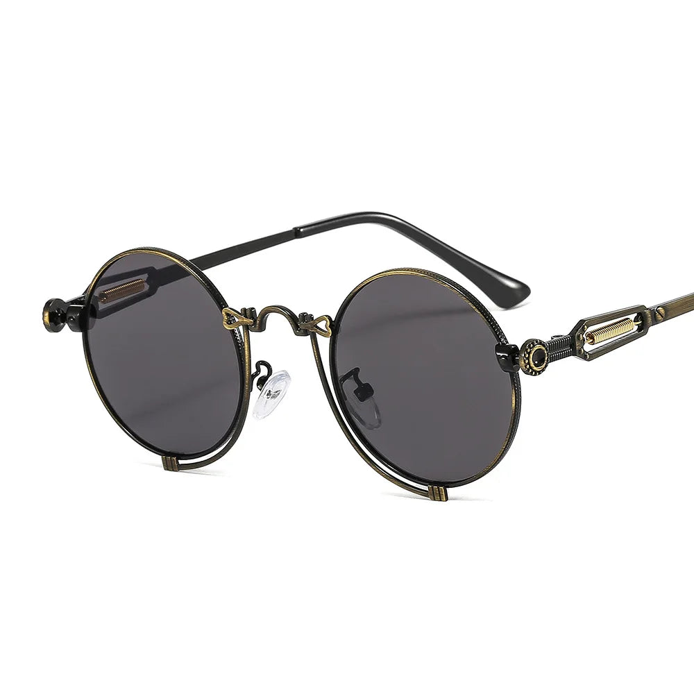 1846 Steampunk Sun Glasses Men Gold Frame Metal Yellow Red Black Oval Sunglasses New Polarized Metal-punk Fashion Sunglasses