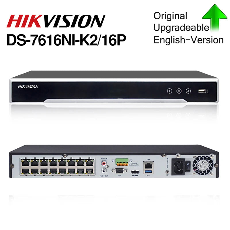 Original HiK DS-7616NXI-K2/16P English Version NVR Embedded Plug&Play 16-ch 1U 16 PoE 4K NVR