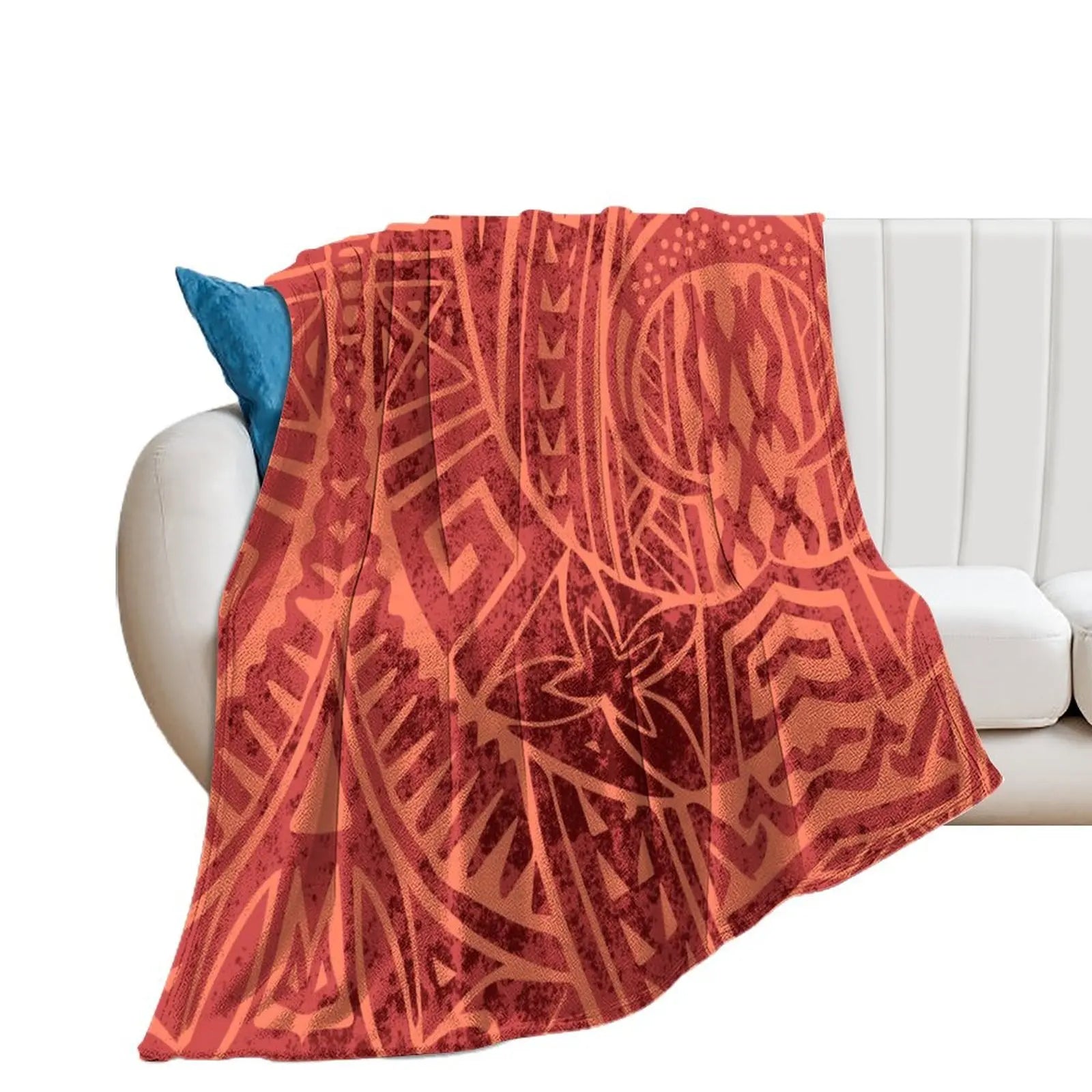 1MOQ Custom Print Sublimation Blankets Fiji Samoa Polynesian Tribal Winter Fleece Blanket Micro Plush Family Blanket for Kids