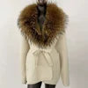Women's New Spring Fashion Soft Midi Fox Fur Collar Knitted Cardigan Sweater Coat Casual Outerwear for Winter