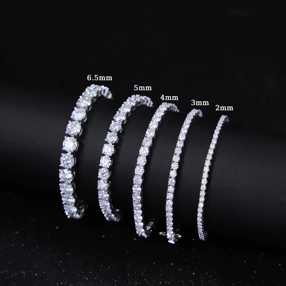 Lowest Price Moissanite Tennis Bracelet 2mm-6.5mm in Stock 925 Silver Men Women Hip Hop Bracelet VVS GRA Tennis Necklace
