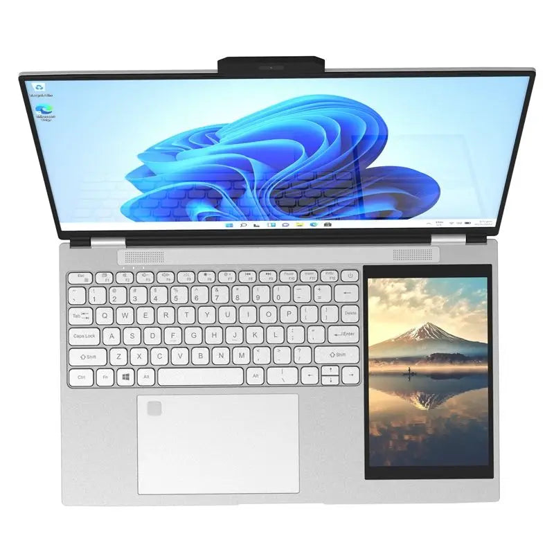 Laptop Dual Screen 15.6+7inch Laptop Intel N95 32GB RAM 2TB SSD DDR4 Win11 Fingerprint Unlock HD Camera Backlit Keypad Notebook