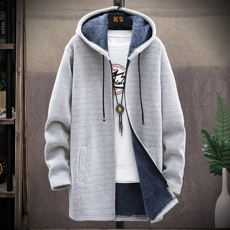 Winter Fleece Cardigan Men Thick Hooded Sweaters Coats Mens Warm Knitted Sweater Jackets Causal Hoodie Cardigan Mens Clothing