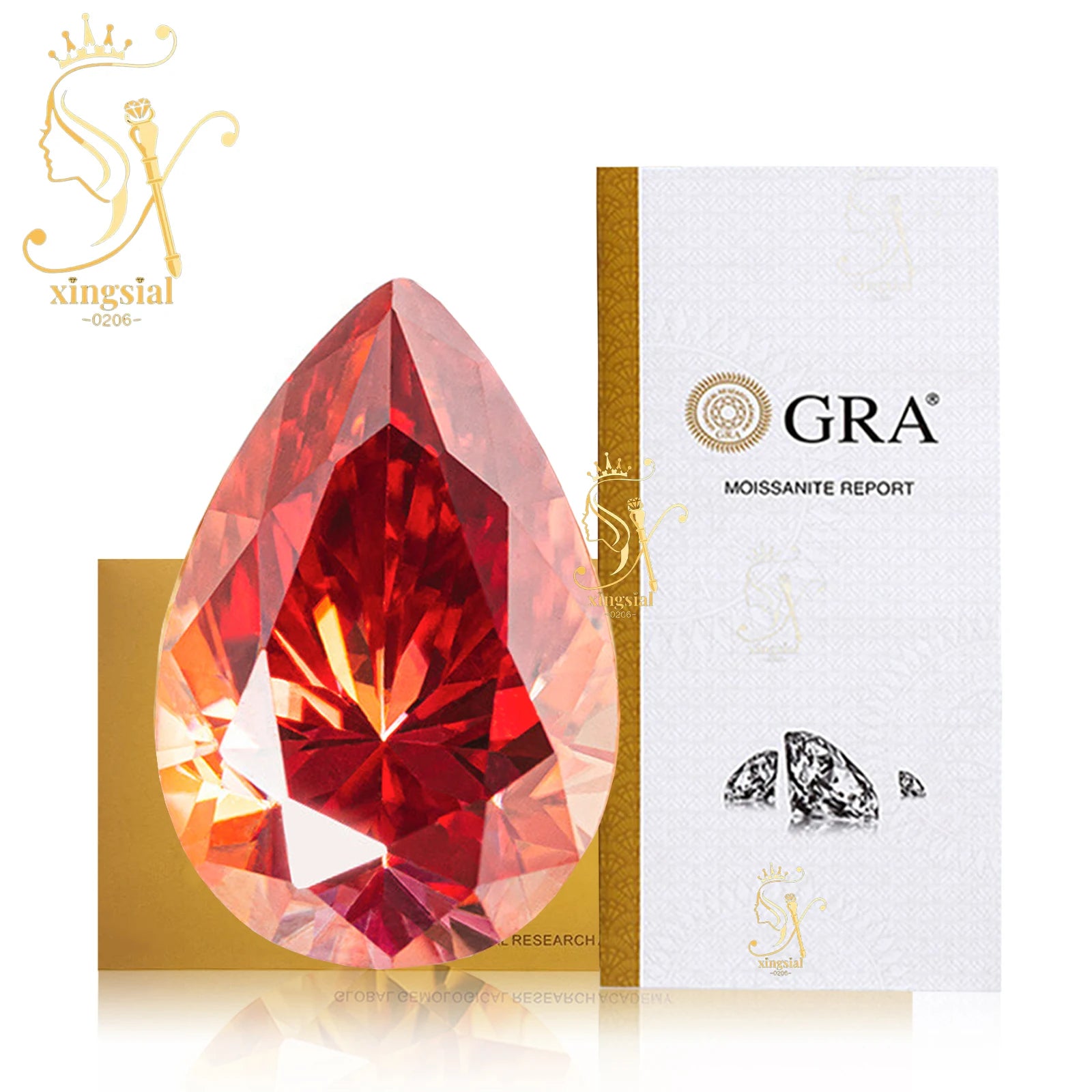 Xingsial 4x6mm 9x13mm Multiple Color VVS1 0.5ct 5ct GRA Certificated Pear Cut Synthetic Diamond Gemstone Loose Moissanite Stone